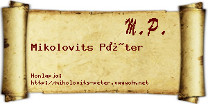 Mikolovits Péter névjegykártya
